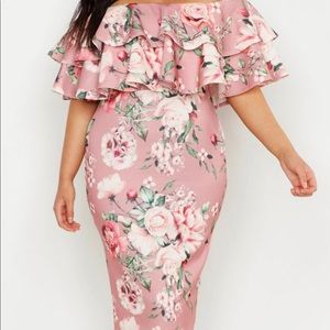 Floral off the shoulder midi dress